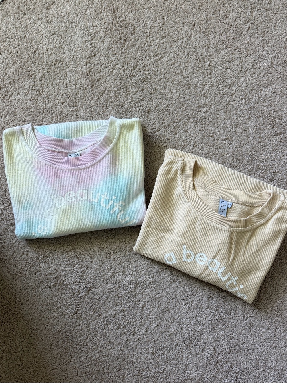 Whitney Simmons Tie-Dye Corded Crew Sweatshirt and Cream Sweatshirt Size Small